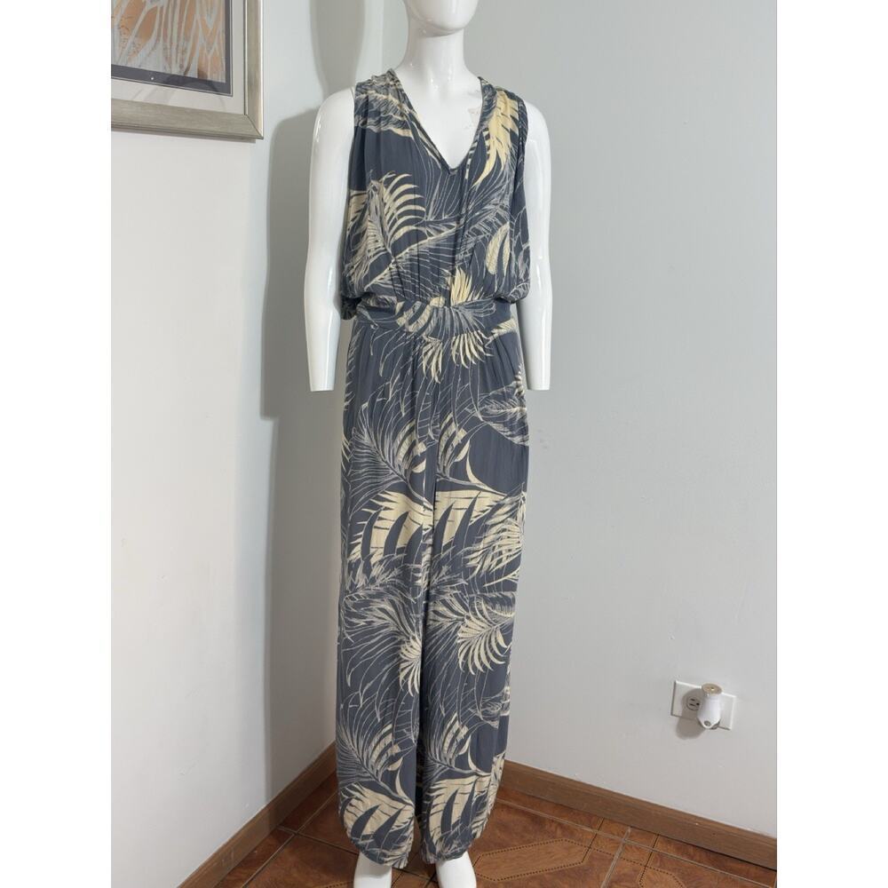 O’Neill Women’s Jumpsuit Wide Leg Boho Tropical Beach Resort Viscose Gray M